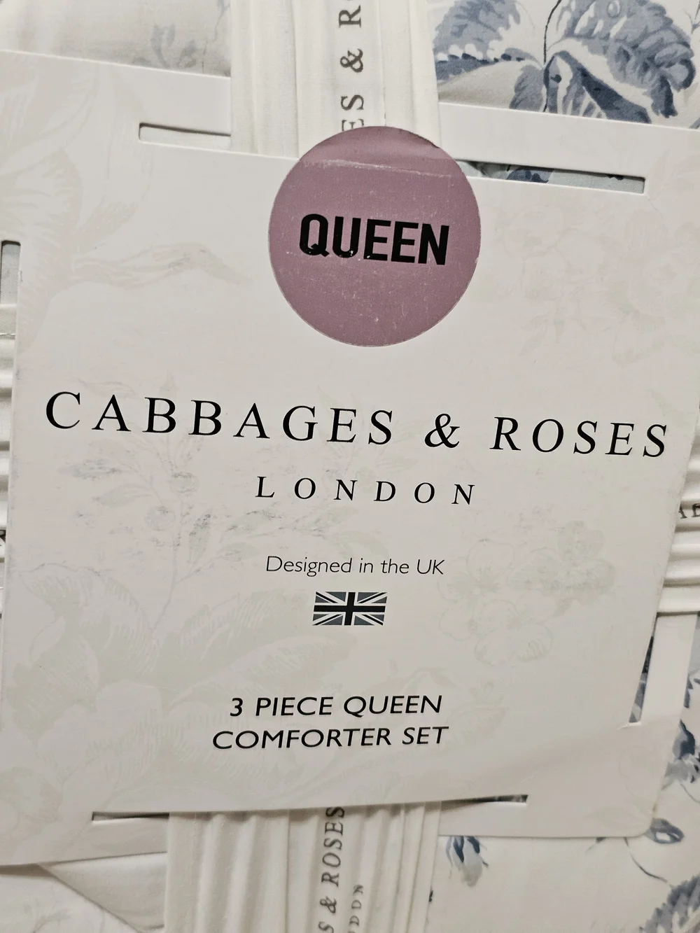 Cabbage & Roses 3 Piece Comforter Set Queen Size 100% Cotton Floral Bedding New